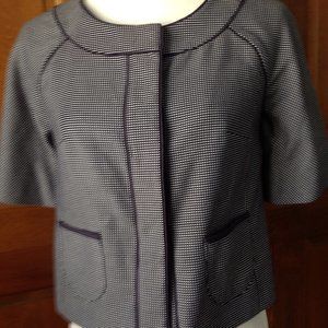 Ann Taylor Loft Petite Short Sleeve Navy & White Jacket w/ Navy Piping, size 4P